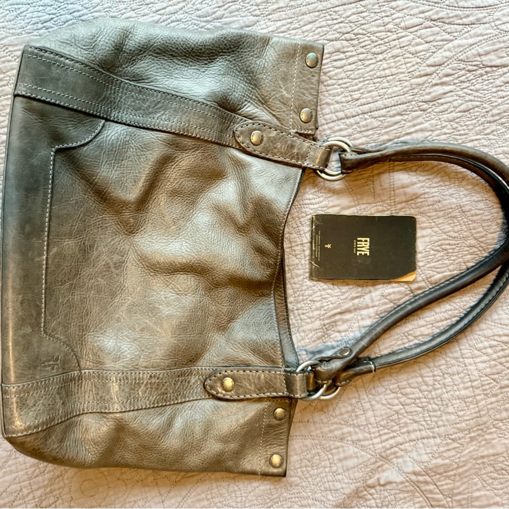 Frye Gray Leather Tote Bag